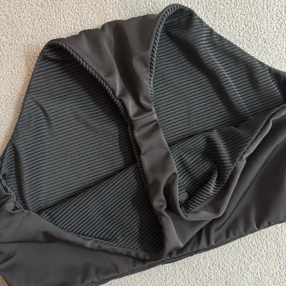 FAYT‎ The Label Swim Bikini Bottoms 10 (6 US) Black Mid High Waist